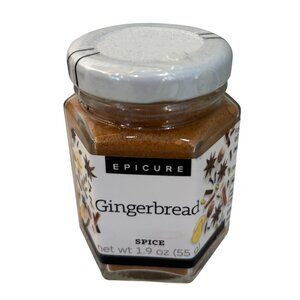 Epicure Gingerbread Spice Jar 1.9 Oz Hexagonal Glass Container